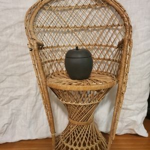 Wicker plant stand, peacock chair